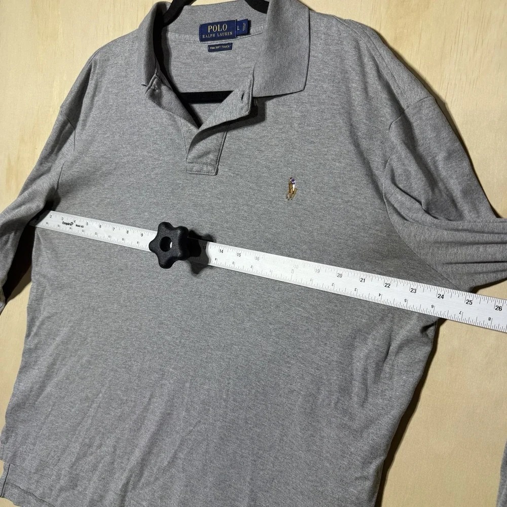 Polo Ralph‎ Lauren Pima Soft Touch Polo Shirt Men's L Gray Long Sleeve Cotton